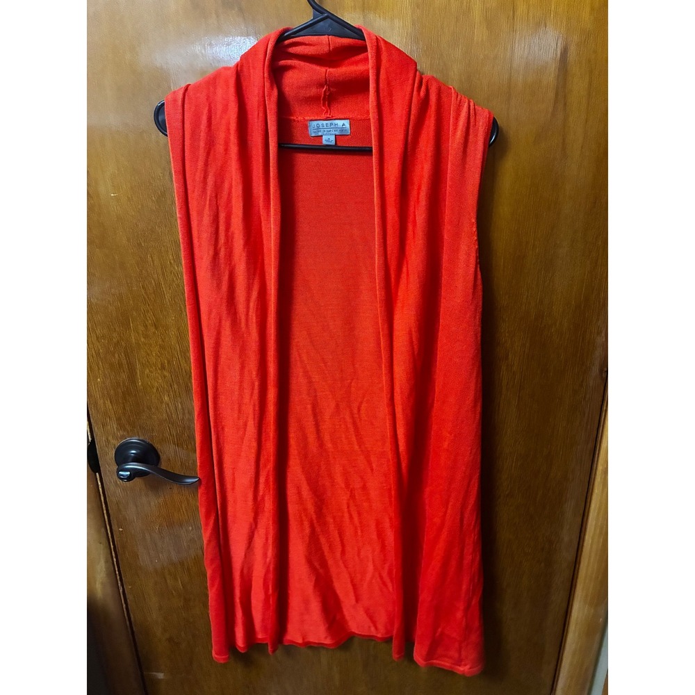 Joseph A Cardigan Vest Womens S Orange Sleeveless Open Front Draped Minimalist